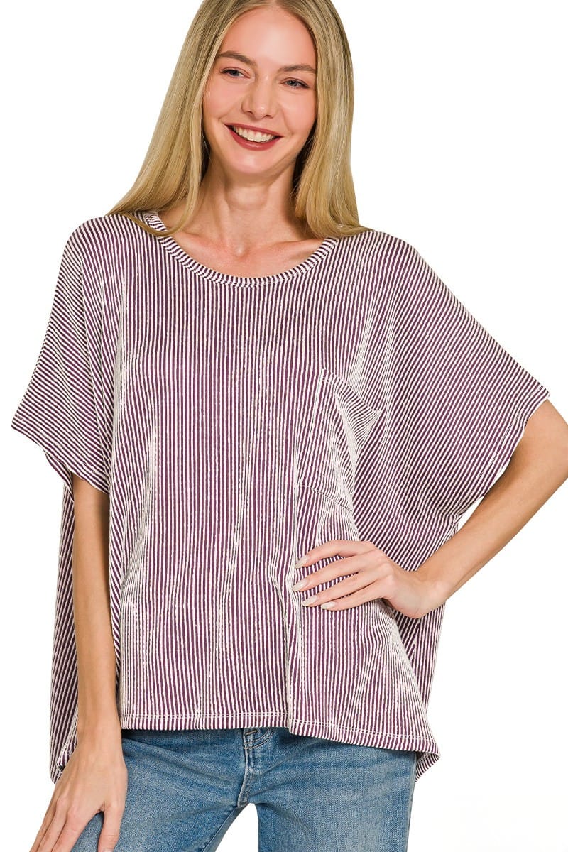 Zenana Pocket Front Corded Rib Oversized Short Sleeve Top – jfybrand