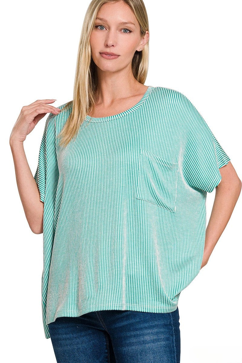 Corded Rib Zenana Pocket Front Corded Rib Oversized Short Sleeve Top – jfybrand