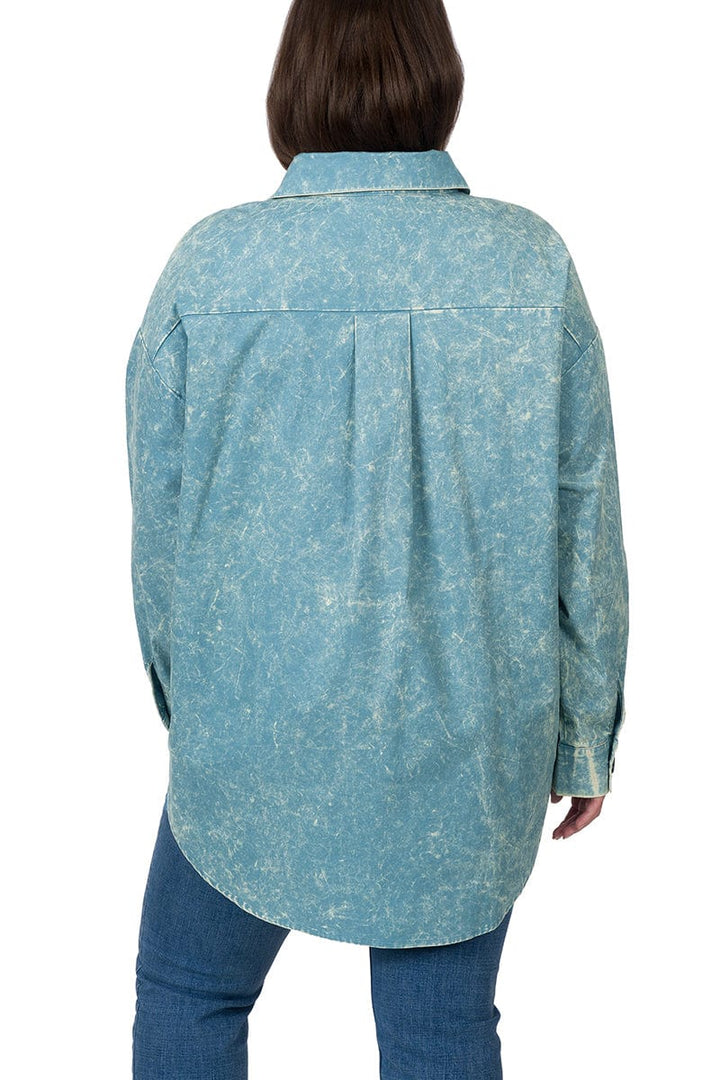 Zenana Premium Cotton Woven Oversized Vintage Washed Shacket