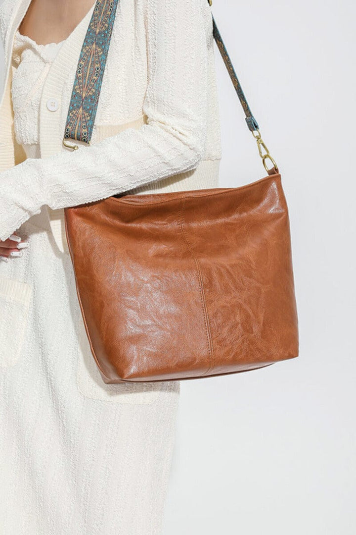 Zenana Retro Pattern Strap Vegan Leather Crossbody Shoulder Bag