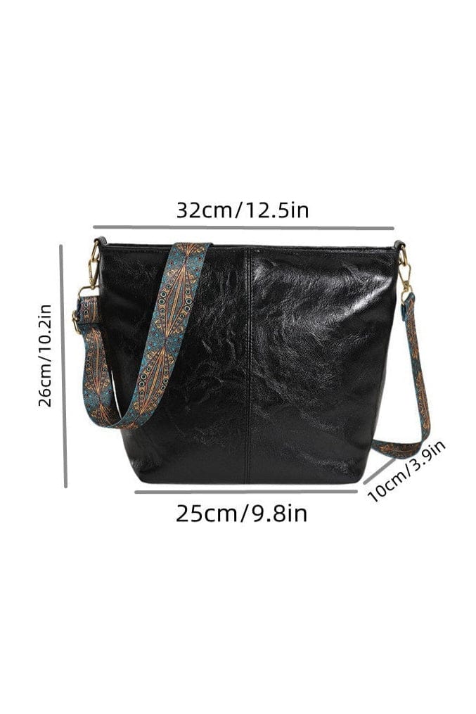 Zenana Retro Pattern Strap Vegan Leather Crossbody Shoulder Bag