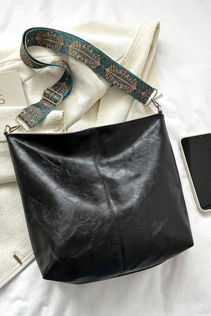Zenana Retro Pattern Strap Vegan Leather Crossbody Shoulder Bag
