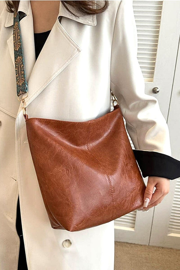 Zenana Retro Pattern Strap Vegan Leather Crossbody Shoulder Bag
