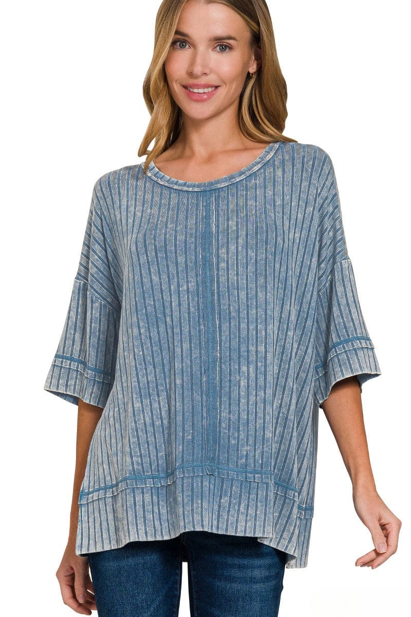 Zenana Ribbed Drop Shoulder Half Sleeve Boat-Neck Top – jfybrand