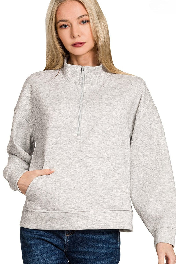 Zenana Scuba Half Zip Sweatshirt and Jogger Pants Set