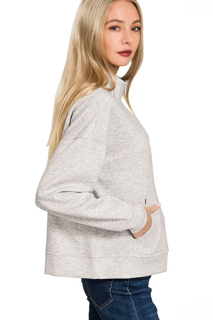 Zenana Scuba Half Zip Sweatshirt and Jogger Pants Set