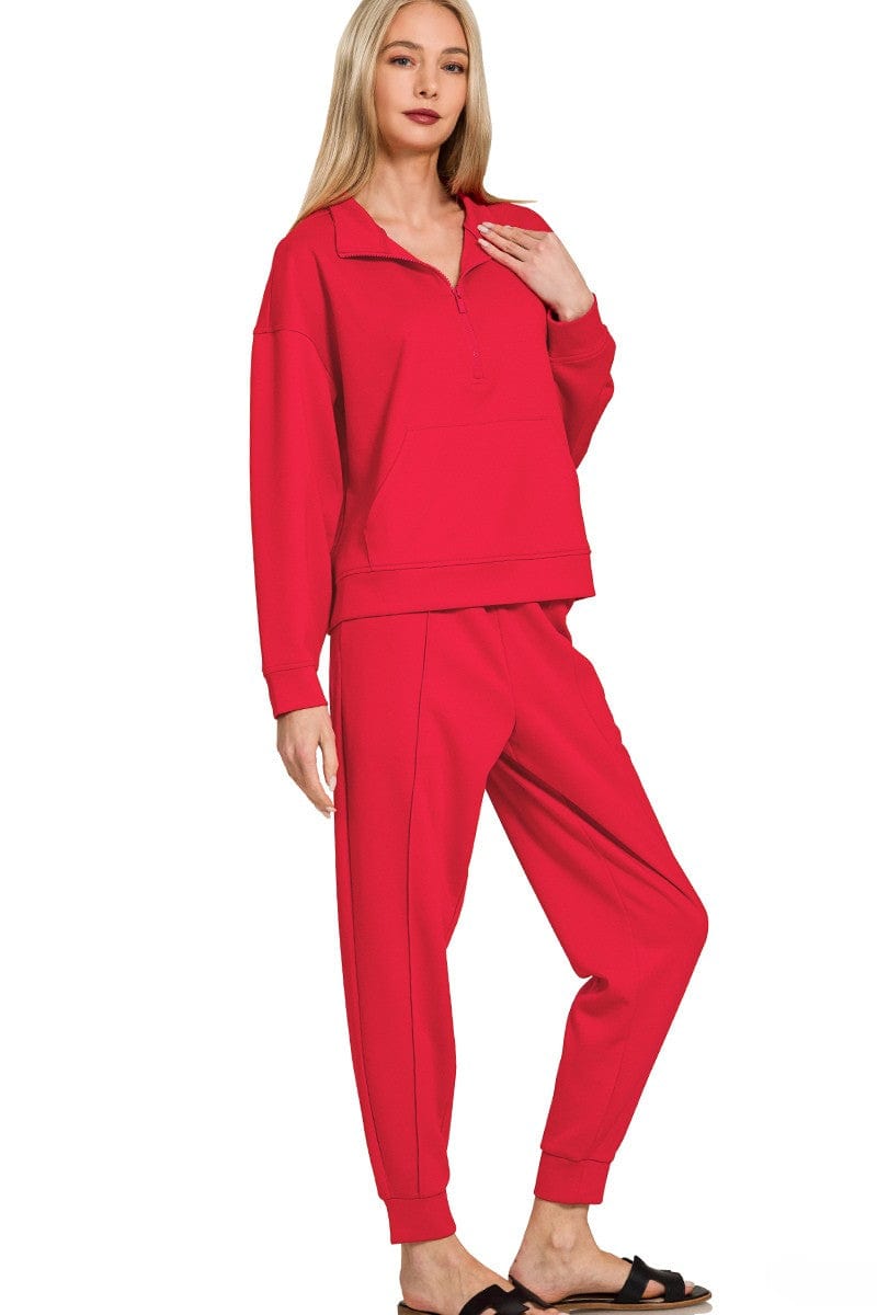 Zenana Scuba Half Zip Sweatshirt and Jogger Pants Set – jfybrand