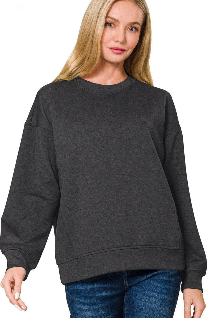 Zenana Scuba Round Neck Sweatshirt