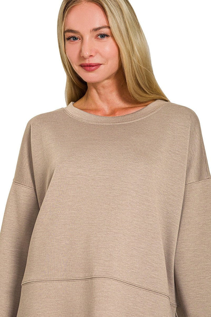 Zenana Scuba Split Side Long Sleeve Top and Pants Set