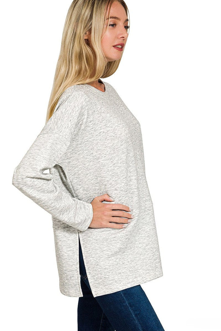 Zenana Scuba Split Side Long Sleeve Top and Pants Set