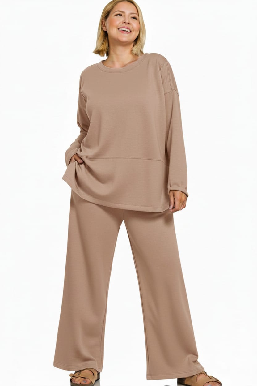 Zenana Scuba Split Side Long Sleeve Top and Pants Set – jfybrand