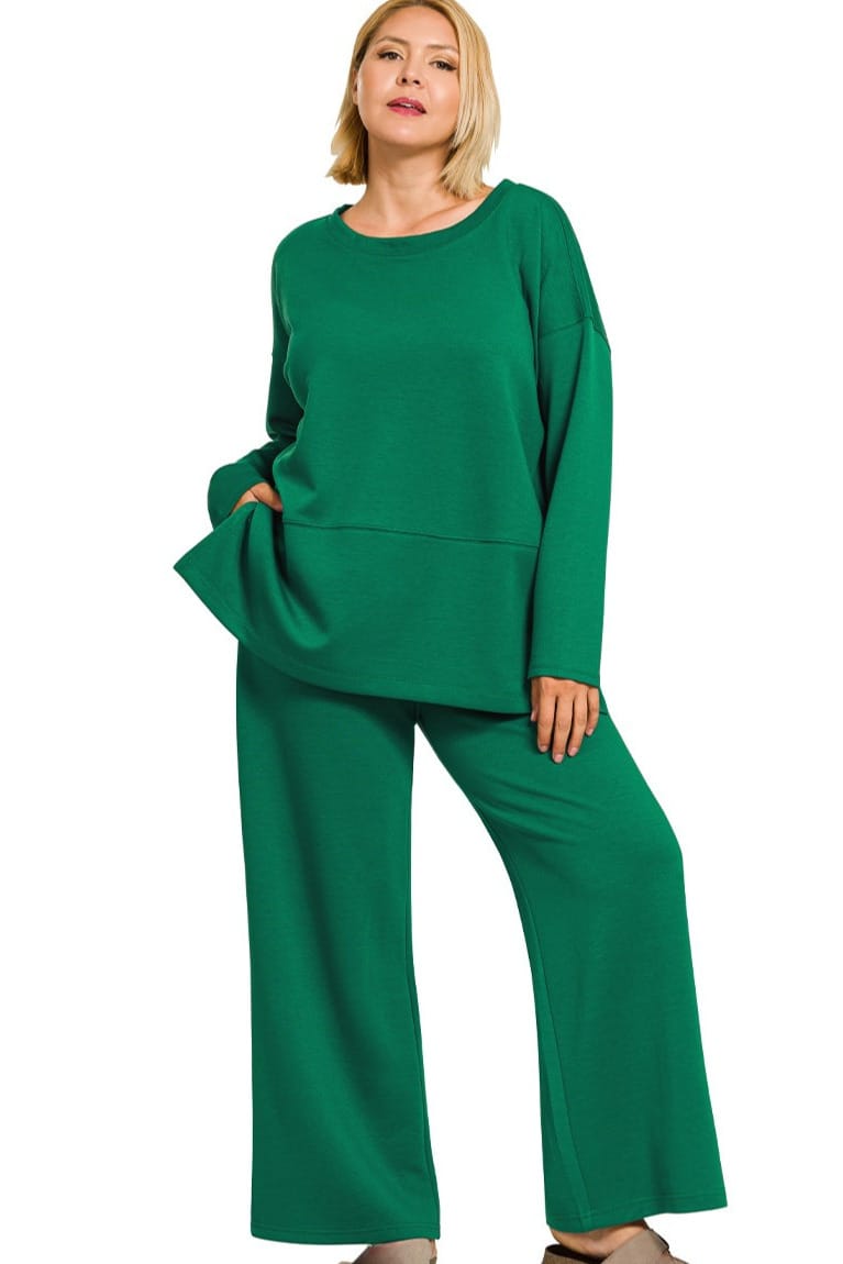 Zenana Scuba Split Side Long Sleeve Top and Pants Set – jfybrand