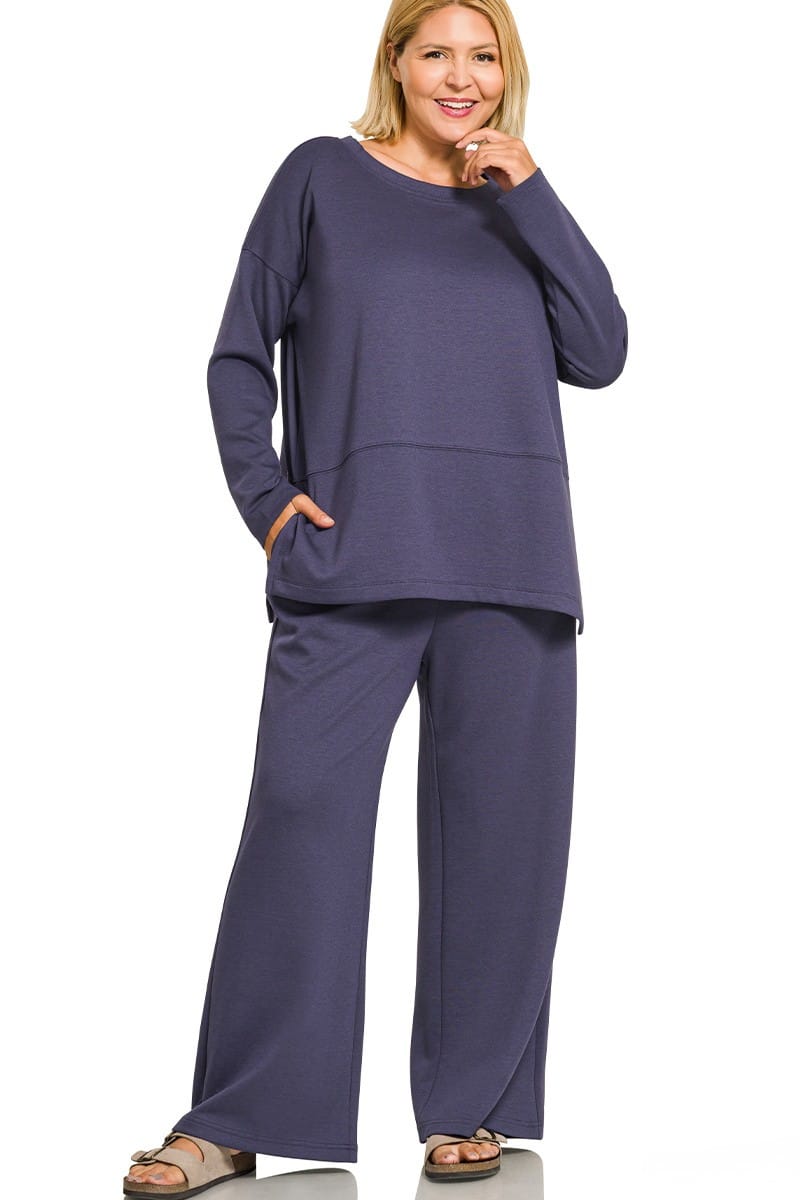 Zenana Scuba Split Side Long Sleeve Top and Pants Set – jfybrand