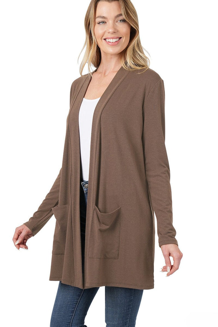 Zenana Slouchy Pocket Open Cardigan