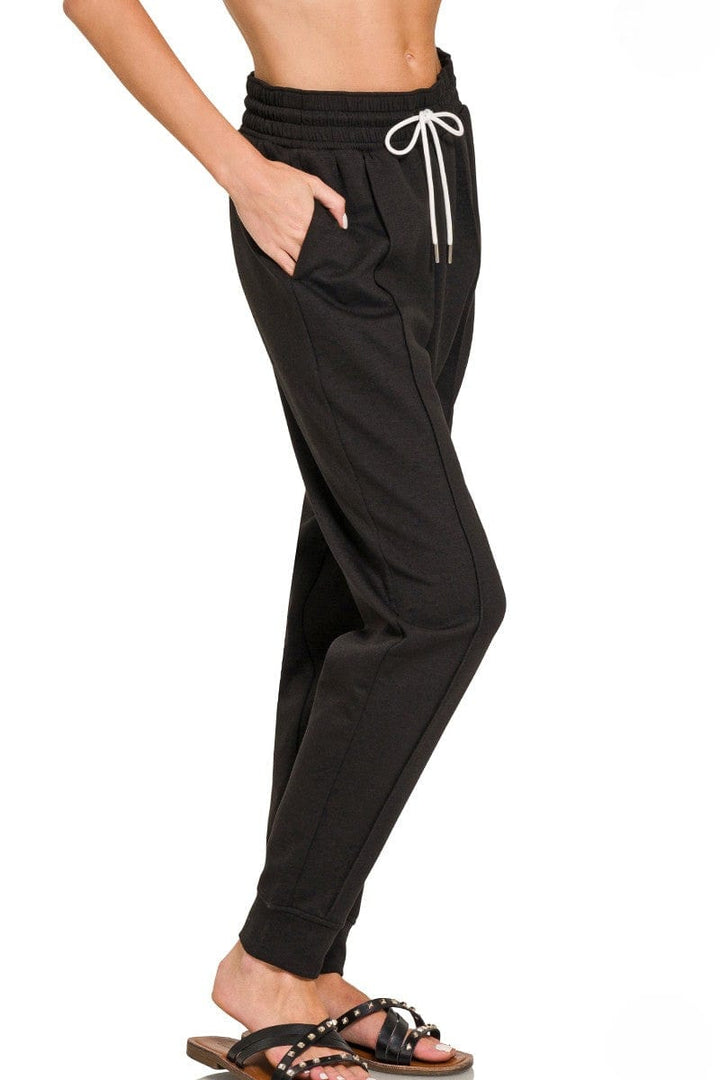 Zenana Soft Scuba Center Seam Line Drawstring Sweatpants