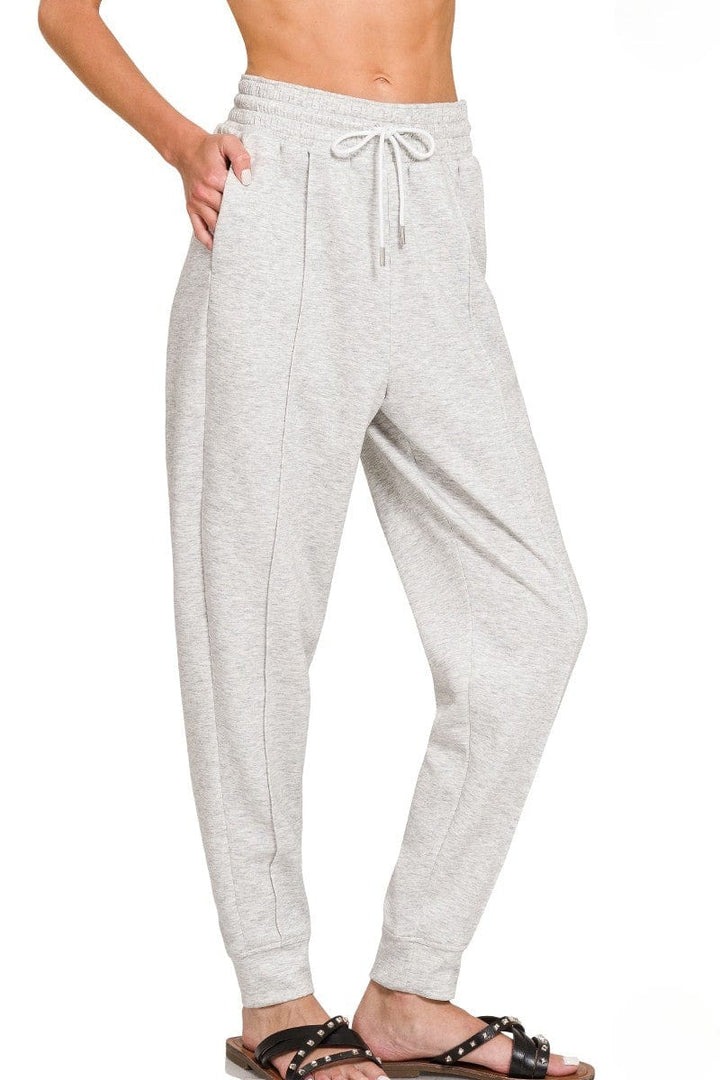 Zenana Soft Scuba Center Seam Line Drawstring Sweatpants