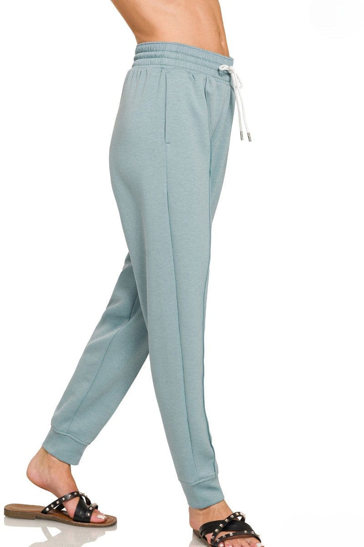 Zenana Soft Scuba Center Seam Line Drawstring Sweatpants