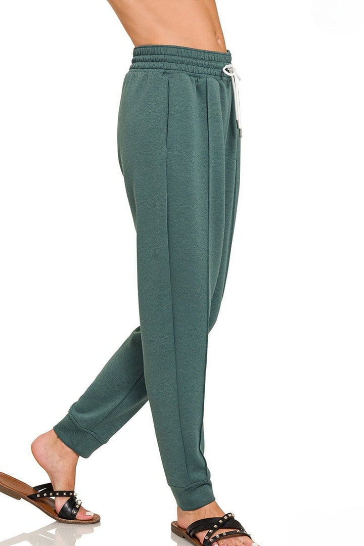 Zenana Soft Scuba Center Seam Line Drawstring Sweatpants