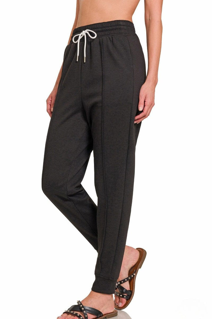 Zenana Soft Scuba Center Seam Line Drawstring Sweatpants