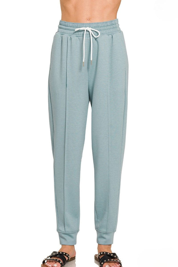 Zenana Soft Scuba Center Seam Line Drawstring Sweatpants
