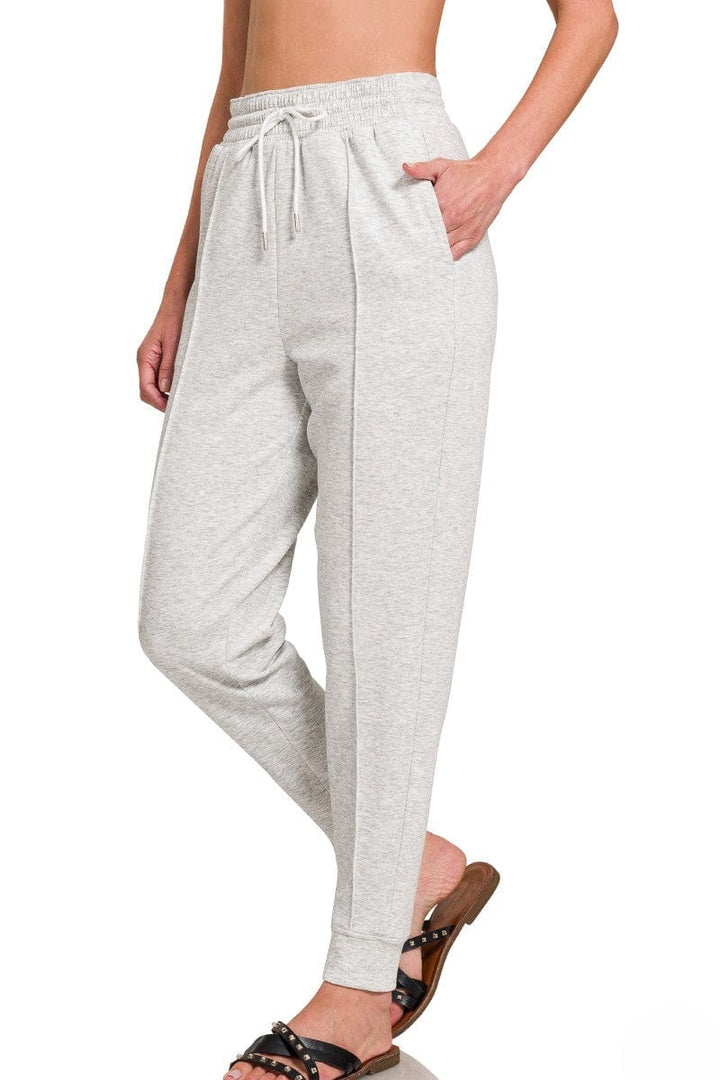 Zenana Soft Scuba Center Seam Line Drawstring Sweatpants