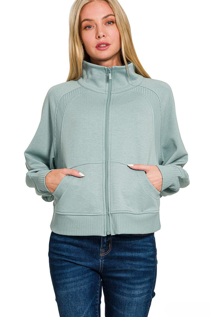 Zenana Soft Scuba Full Zip Jacket