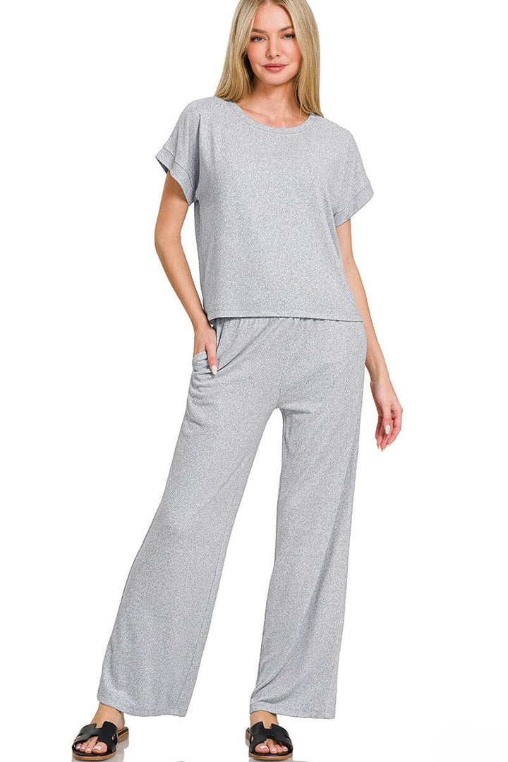 Zenana Soft Short Sleeve Tee & Lounge Pants Set