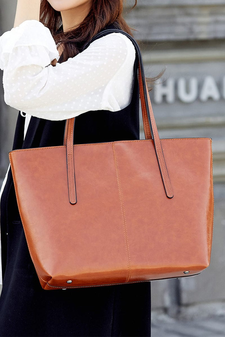 Zenana Vegan Leather Large Capacity Tote Bag