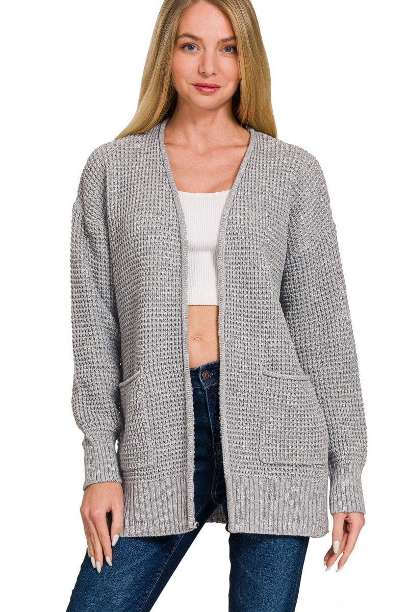 Zenana Waffle Knit Open Cardigan Sweater with Pockets – jfybrand