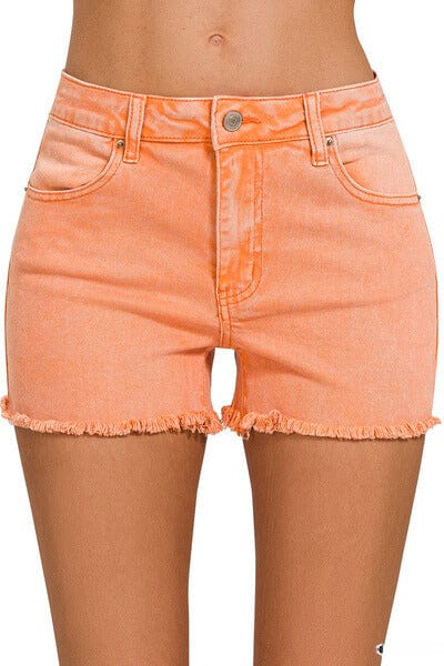 Zenana Washed Frayed Cutoff Hem Shorts