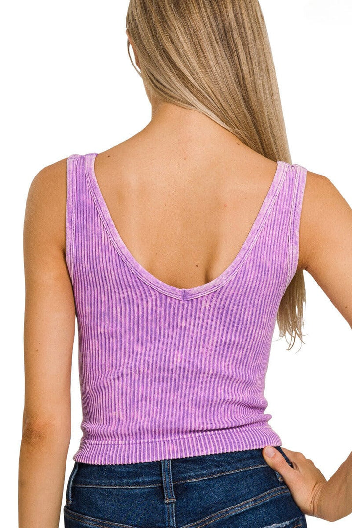 Zenana Women's Athletic Stretch Washed Ribbed Square Neck Tank Crop Top S-XL