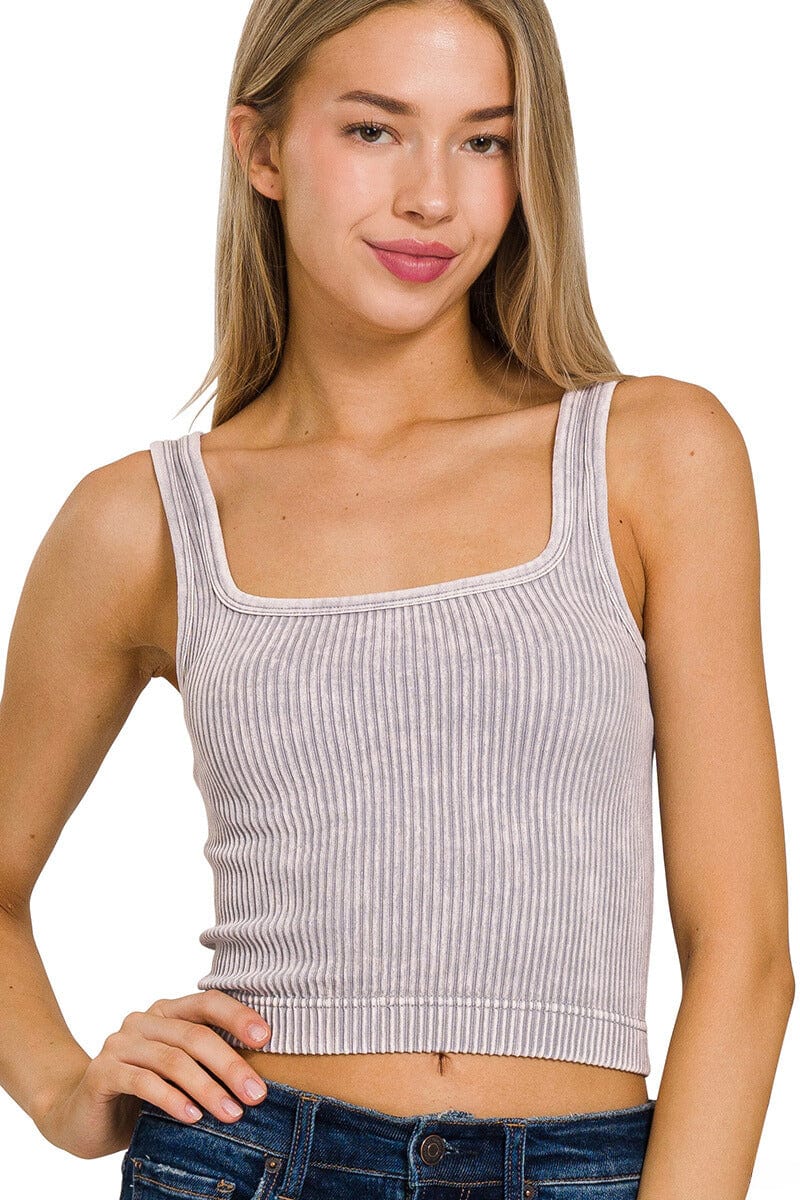 Zenana Washed Ribbed Cropped Tank Top with 2-Way Neckline – jfybrand