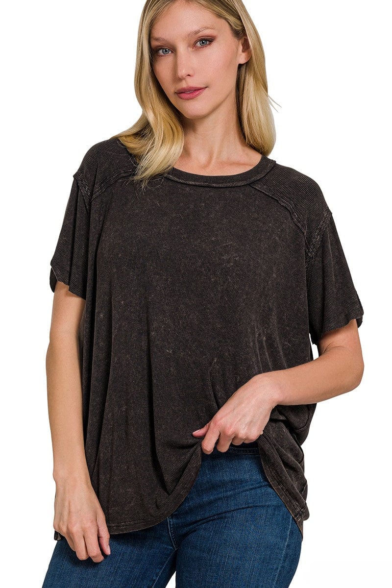 Zenana Washed Ribbed Short Sleeve Boat-Neck Top – jfybrand