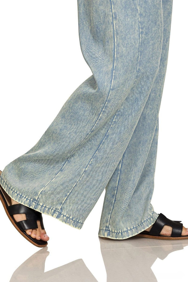 Zenana Washed Tencel Drawstring Fray Detailed Pants