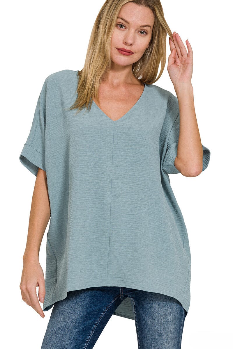 Zenana Woven Airflow V-Neck Dolman Short Sleeve Top – jfybrand