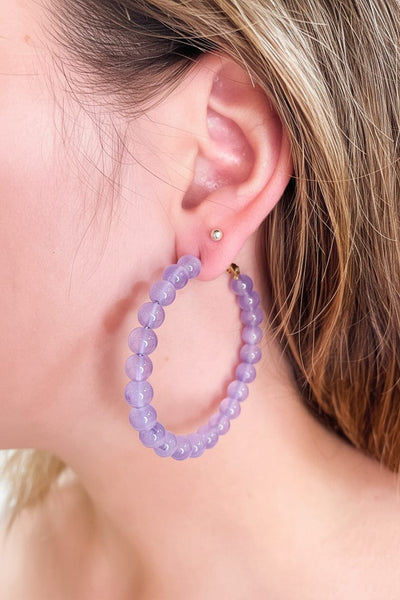 Zenzii Glossy Glass Bead Hoop Earrings