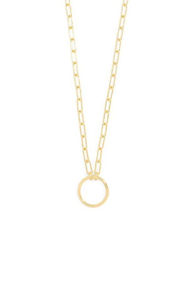Zenzii Long Link Necklace with Circle Charm