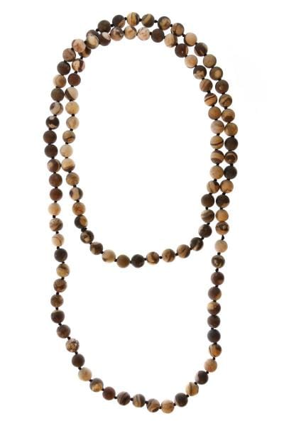 36" 8MM Genuine Stone Beaded Necklace