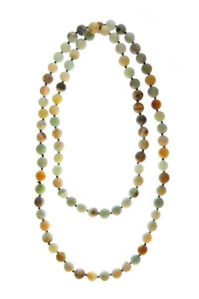 38" 10MM Genuine Stone Beaded Necklace