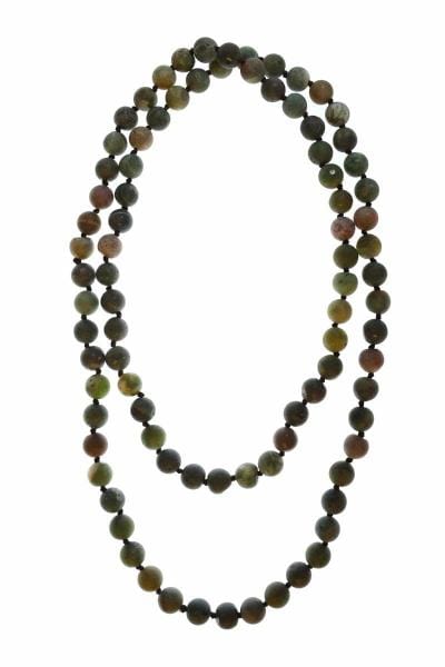 38" 10MM Genuine Stone Beaded Necklace