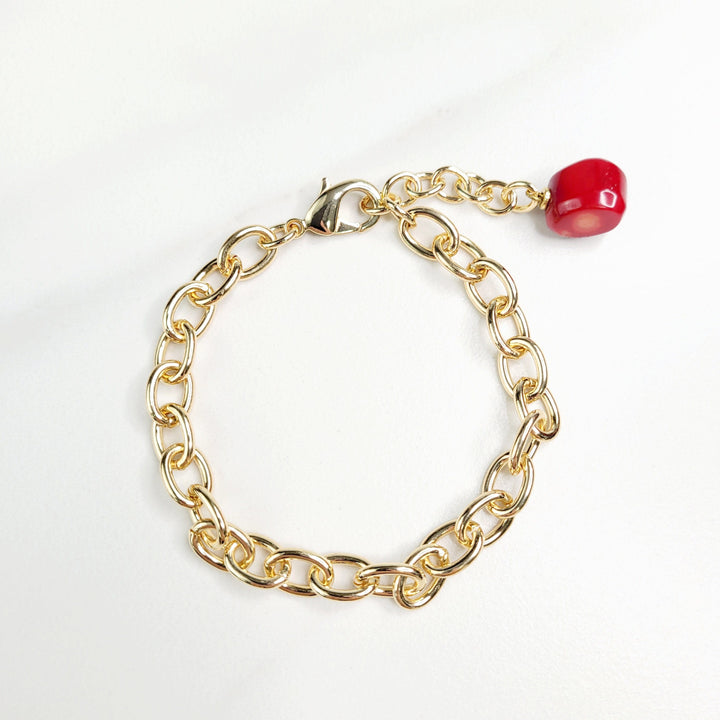 Adriana Red Sea Bamboo Coral Bracelet with Gold Plated Chain
