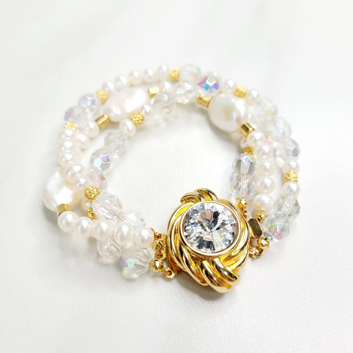 Allegra Bracelet with Freshwater Pearls and a Glamorous Vintage Clasp