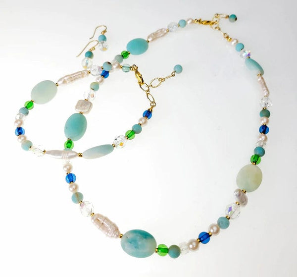 Amazonite and Multi Color Bead Bracelet