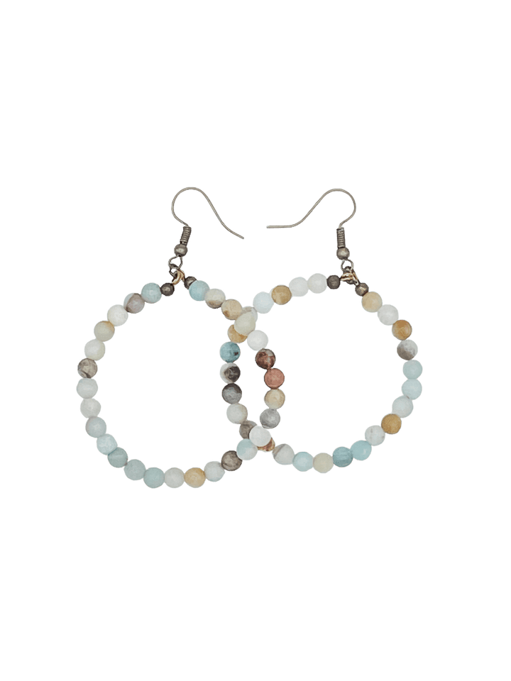Amazonite Tear Drop Hoop Earrings