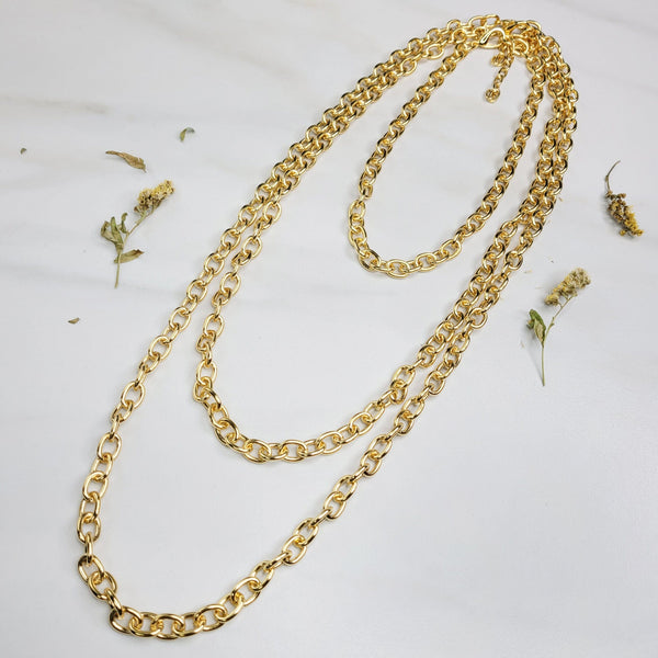 Gold Plated Chain Necklace, 3 lengths, a set or single