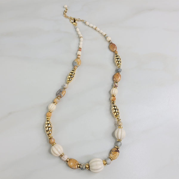 Aspen Handmade Necklace with Sky Eye Jasper and Vintage Beads