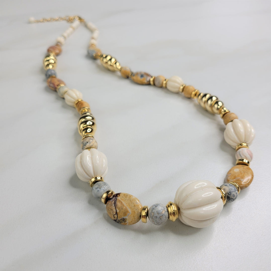 Aspen Handmade Necklace with Sky Eye Jasper and Vintage Beads