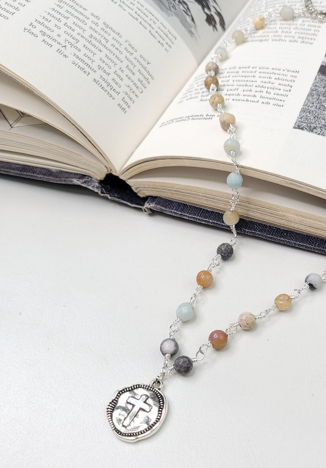 Beloved Gemstone Necklace with Cross Charm