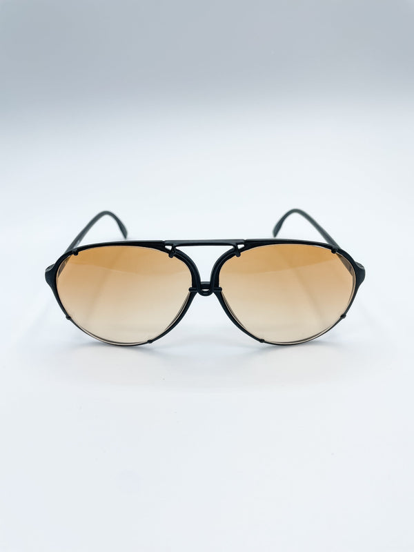 Black Frame Aviator French Vintage Sunglasses