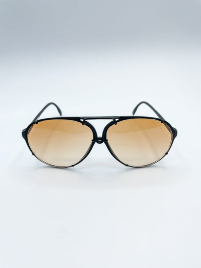 Black Frame Aviator French Vintage Sunglasses